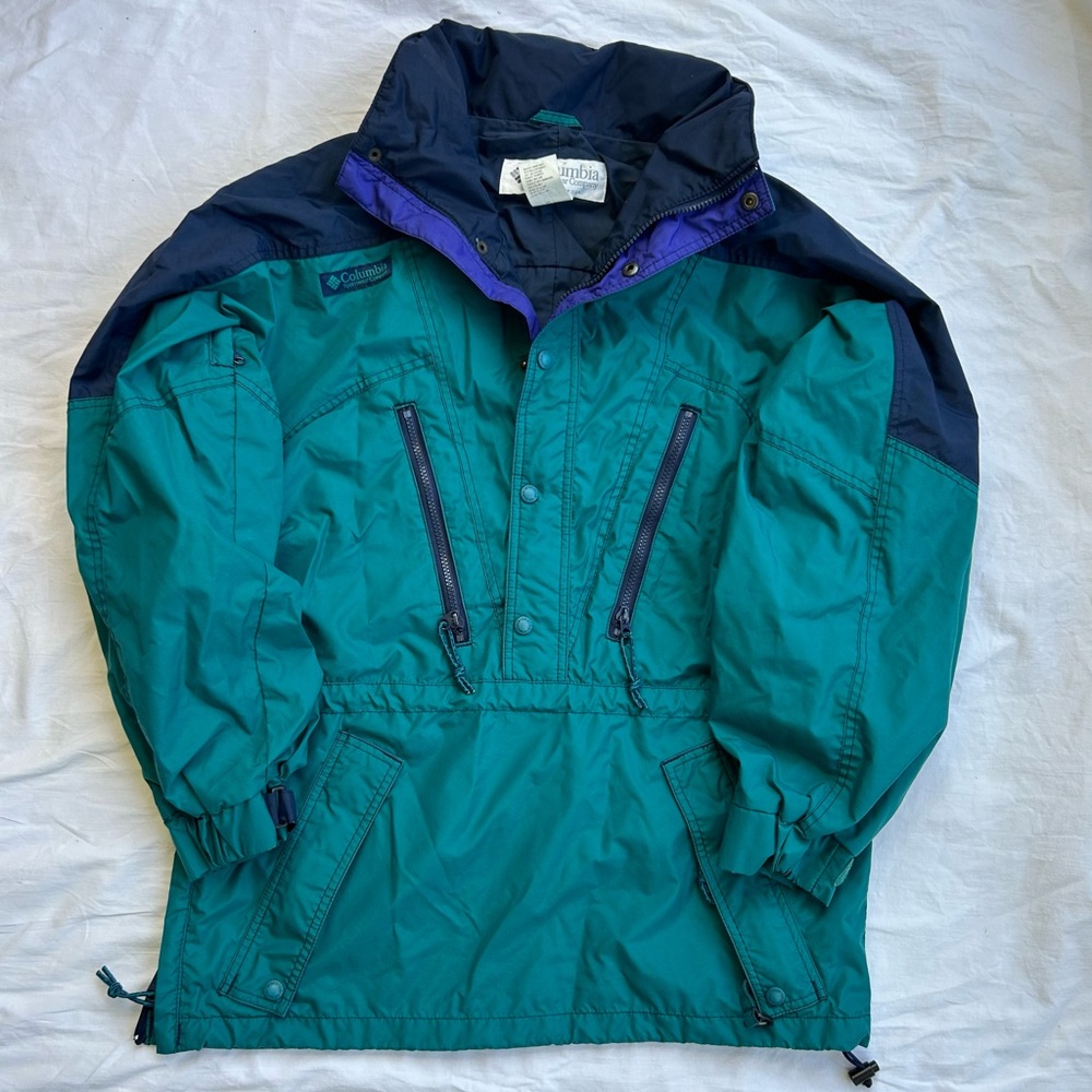 Vintage Columbia Sportswear Anorak Pullover Jacket, Sporty Outdoor Granola